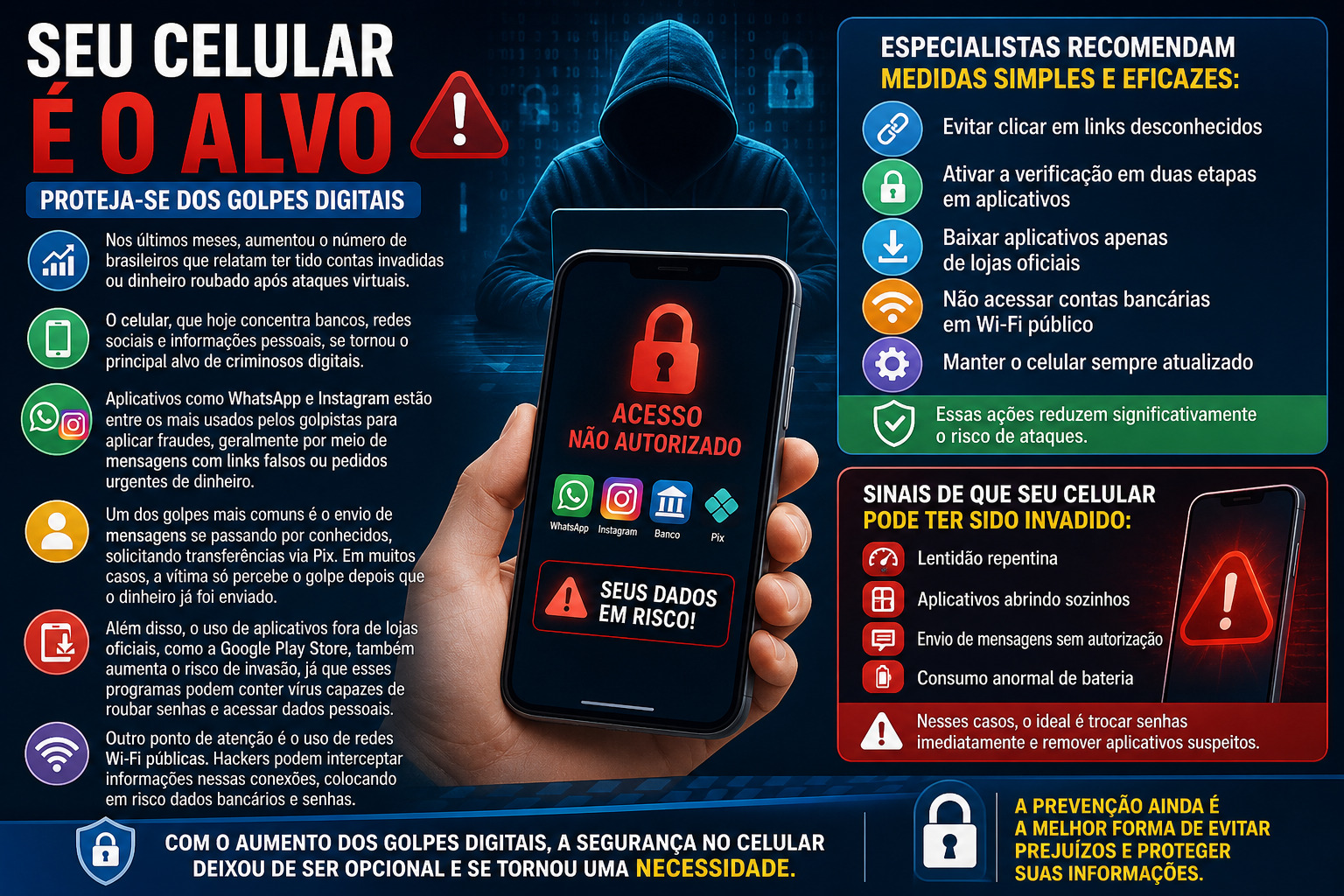 Alerta no Brasil: ataques a celulares crescem e especialistas ensinam como se proteger